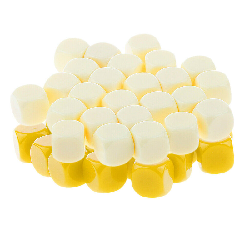 50 Pieces Opaque Blank Dice D6 for D&D RPG MTG Party Games Yellow + Beige