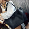 2pcs/set Women Handbag PU Clutch Sling Bag Shoulder Top-handle Bags (Black) A