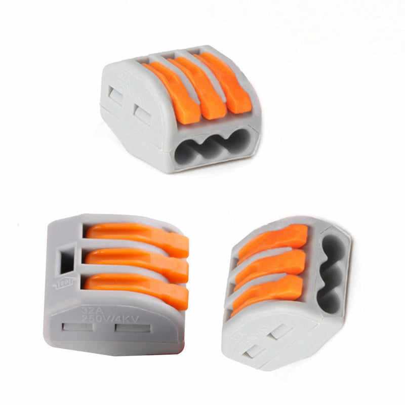 10Pcs Reusable Spring Lever Terminal Block Electric Cable 3 Wire Connector B Gw