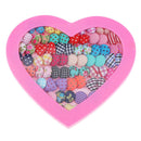 36 Pairs Round Love Heart Dot Fabric Button Ear Studs Earrings Party Jewelry