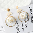 Fashion Handmade Wood Bamboo Circle Weave Dangle Earrings Drop Earrings JC&k