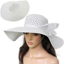 Womens Handmade Crochet Flower Straw Folding Hat Wide Brim Summer Beach Sun Cap