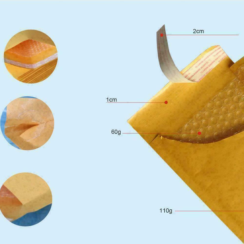 10X Bubble Mailers Padded Envelopes Packaging Kraft Mailing Envelope Bags R O0D5