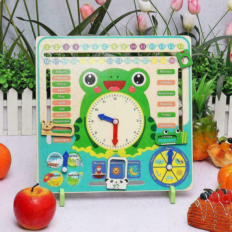 Children Wooden Calendar Educational Weather Season Clock Early Learning To I9N1
