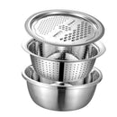 Kitchen Drain Basket Stainless Steel Colander Bowl with Vegetables Grater Round