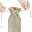 Rustic Natural Jute Burlap Wine Bag Drawstring Hessian Bottle Pouch Gift G5I1