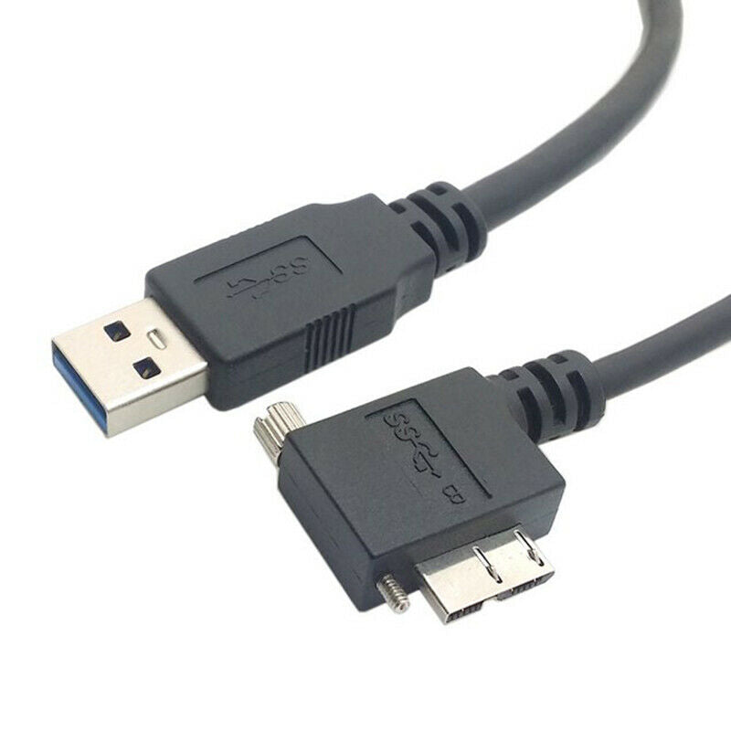 USB 3.0 A Male to Micro-B Left Angled 90 Degree Cable With Locking Screws f R6T8