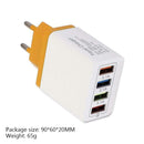 4 USB Color Travel Charger 3A Phone Fast Charging Charger EU-Plug Adapter