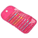 with Bag Set of 10 Aluminum Crochet Hooks Knitting Needles Multi Color