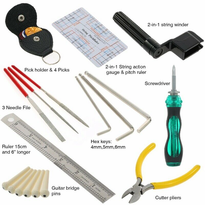 Guitar Repairing Tool Maintenance Cleaning Tool Kit String Organizer Action