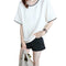 Women Bottom T-Shirt Solid Color Half Sleeve O-neck Tee Shirt (White XXL)