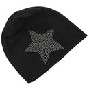 Unisex Men Women Classic Star Rhinestone Slouch Beanie Cap Cotton Hat Black Y8J3