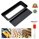 Fluted Tart Pan Mold Rectangle Baking Nonstick Removable Cake Mold Baking TSEAU