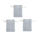 3x Small White Drawstring Gift Bag Cotton Cloth Jewelry Pouch Wedding Embroidery