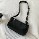 Retro Alligator PU Women Handbag Tote Street Underarm Shoulder Bag (Black)