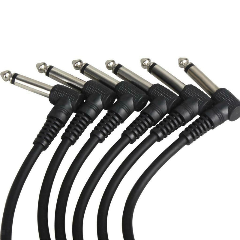 Pack of 6 Electric Guitar Patch Cables Right Angle 6.35mm Jack for Effect Pedals