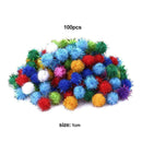 Lot 100 pcs Glitter Tinsel Pompom Balls Small Ball P5G pet Puppy Toys P8F7 B0M8
