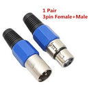 1 Pair XLR 3-Pin Blue Microphone Male/Female Connector Metal Housing Fad  OZ