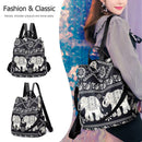 Multifunction Anti-Theft Backpack Oxford Print Lady Shoulder Bag (Elephant)