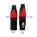 5 Pairs Red 3 Pin XLR Cable Connector Male and Female with PVC Housing and Metal