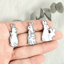 Creative White Rabbit Brooch Evil Animal Bunny Enamel Pins Metal Buckle Pin