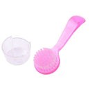 Plastic Anti-slip Grip Round Bristle Face Cleaning Brush Washing Brush pink
