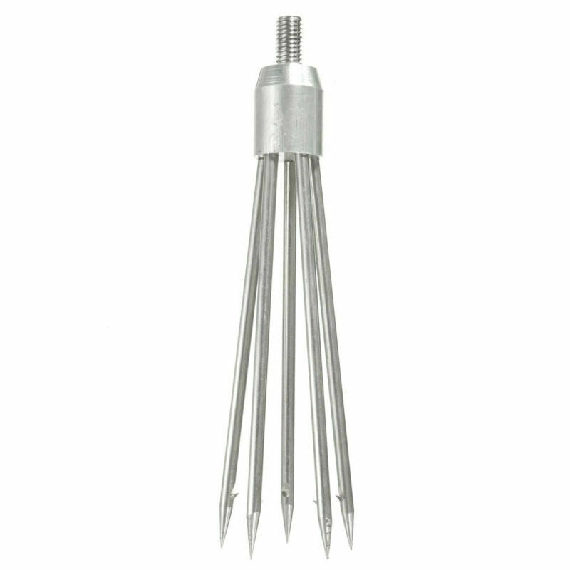 5-Prong Fishing Fish Frog Eel Salmon Barbed Stainless Spear Gig M8 Long Nut