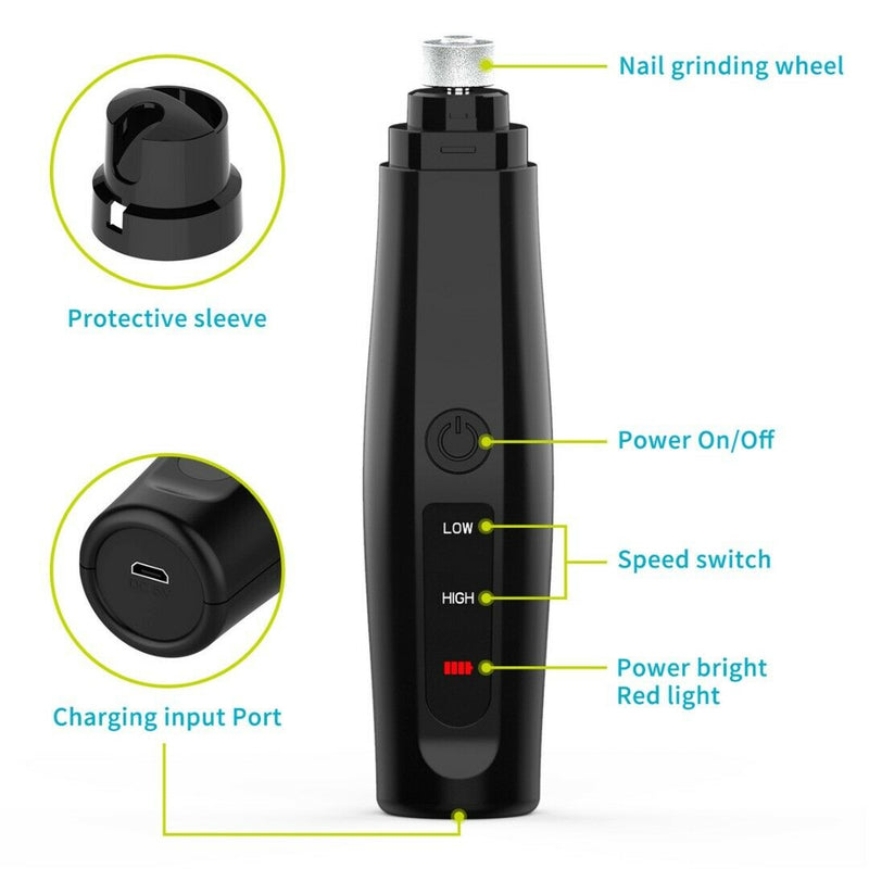 Rechargeable Pet Claw Grooming Trimmer Electric Dog Cat Toe Nail File Grinder#