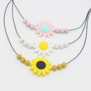 Baby Food Grade Silicone Sunflower Chain Flower Pendant Beads Necklace Teet N4P1