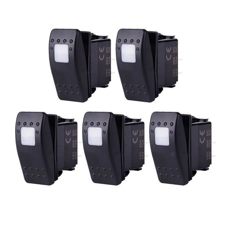 10 Pieces Car Boat 12V 20A Bar Rocker Toggle Switch with White & Green Light