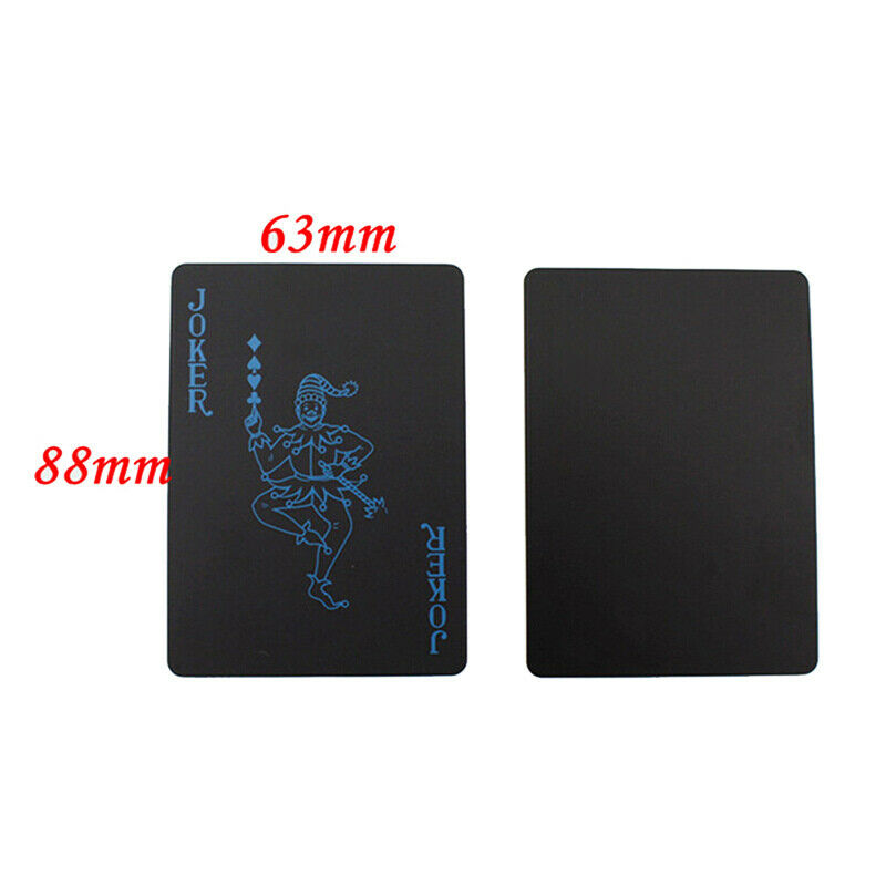 Cool Black Plastic PVC Poker Waterproof Magic Playing Cards Table Game 54p KTP