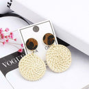 Retro Woven Circle Dangle Ear Stud Women Rattan Geometric Earrings Jewelry