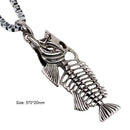Fish Bone Pendant Necklace Men Fashion Clavicle Long Chain Jewelry Gifts