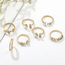 7pcs/set Rhinestone Butterfly Flower Ring Women Open Knuckle Rings Jewelry