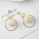 Fashion Handmade Wood Bamboo Circle Weave Dangle Earrings Drop Earrings JC&k