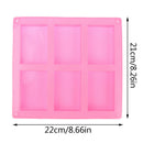 6 Cavity Square Rectangle Soap Mold Silicone Craft DIY Handmade Candy C Hn