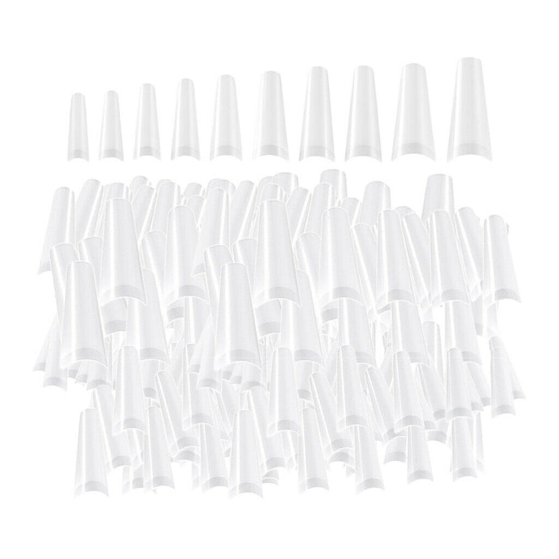 False Nails Half French Nail Tips Home DIY Nail Salon Tools 10 Sizes Natural