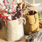 Folding Seagrass Basket - Planter Holder With Handle Laundry Basket White L