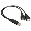 1x USB 2.0 A Male To 2 Dual Female Jack Y Splitter Power Hub Adapter Cable C3X1