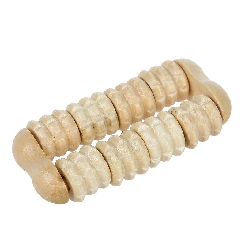 5X(Foot Arm Care Relax Wood Dual Rows Roller Massager L9T6)