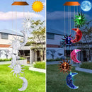Solar LED Sun Moon Wind Chimes Light Outdoor Color Changing Hanging Lamp