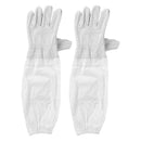 1 Pair Beekeeper Gloves Cotton Leather Apiculture Anti Bee Sleeves (White) SN9F
