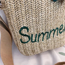 Summer Straw Square Bucket Backpack Zipper Design Women Straw Handbags Bags I7X8