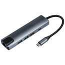 5 in 1 Type-C HUB Converter 4K HDMI 2 5Gbps USB3.0 65W PD RJ45 PC Adapter A