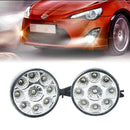 2x 9LED DRL Car Fog Lamp Round Driving Running Daytime Light Head Light White FT