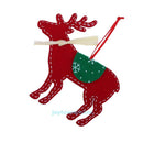 2pcs Christmas Tree Party Ornaments Deer Elk With Ribbon Hanging Decoration Gift