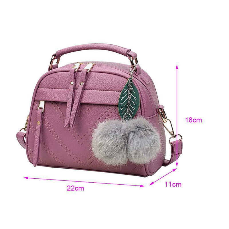 Women Messenger Handbag Shoulder Bag PU Leather Sling Bag/Light Purple