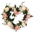 34cm Simulation Rose Flower Wreath Hanging Ornaments for Front Door Party Pink