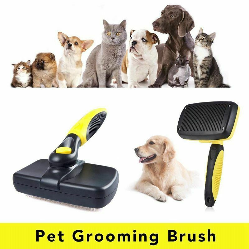 Pet Grooming Brush, Self-Cleaning Slicker Brushes, Best Shedding Tools For  A2J4