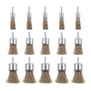 15 Pack Brass Coated Wire Brush Wheel & Cup Brush Set with 1/4-Inch Shank,
